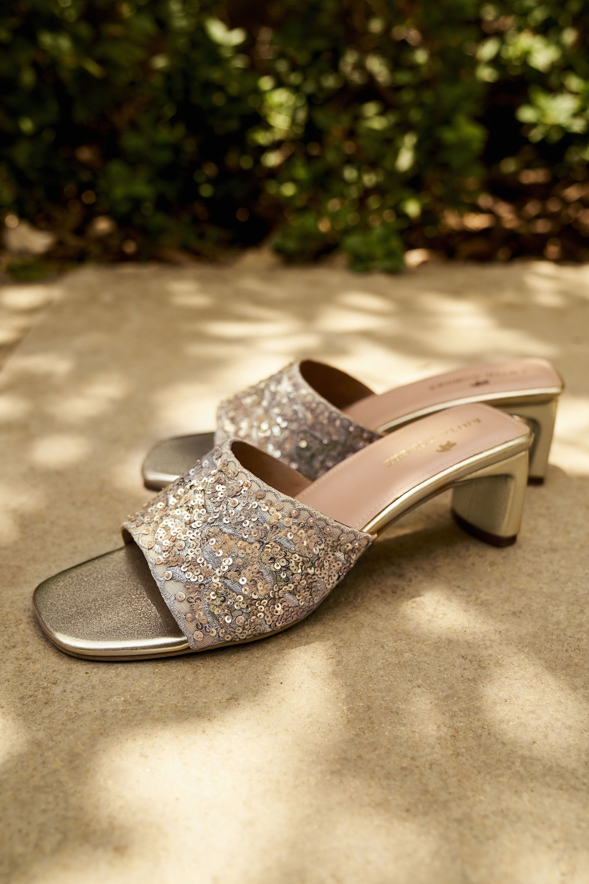 Golden Blossom Hand-embroidered Heels - Gold, Gold, image 4